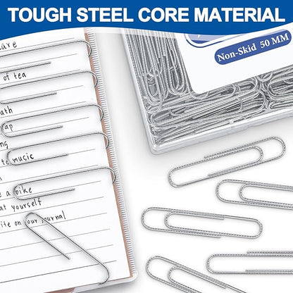 Jumbo Paper Clips Non-Skid, 1000 Large Paper Clips 10 Boxes of 100 Each, Jumbo Size for Home, Office, School Supplies, 2 Inch Silver Heavy Duty Nonskid Paperclips