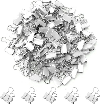 100 Pack Mini White Binder Clips 5/8 Inch (15 mm), Colored Little Paper Clamps, Small Tiny Micro Size Paper Clips for Office Home School Business 0.6"