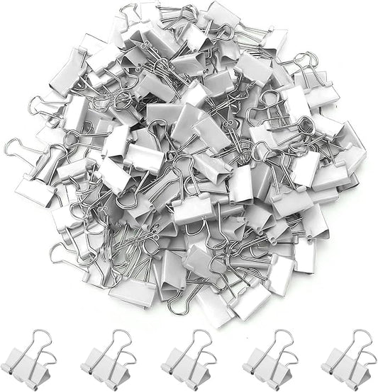 100 Pack Mini White Binder Clips 5/8 Inch (15 mm), Colored Little Paper Clamps, Small Tiny Micro Size Paper Clips for Office Home School Business 0.6"