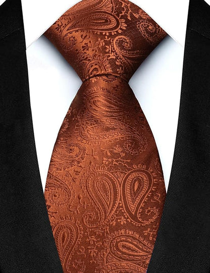 JEMYGINS Mens Paisley Tie and Lapel Pin Necktie Pocket Square and Tie Clip with Sets for Business Casual 4PCS