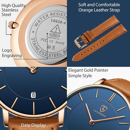 BEN NEVIS Watch, Mens Watch, Minimalist Fashion Simple Wrist Watch Analog Date with Leather Strap