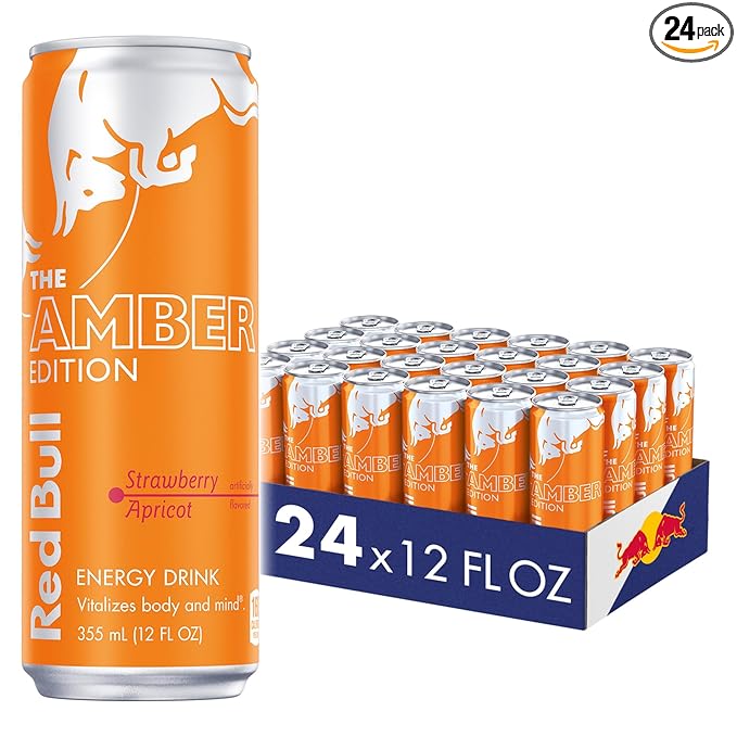 Red Bull Amber Edition Strawberry Apricot Energy Drink, 12 Fl Oz, 24 Cans