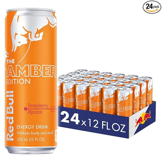 Red Bull Amber Edition Strawberry Apricot Energy Drink, 12 Fl Oz, 24 Cans