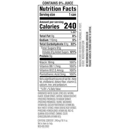 Rockstar Energy Drink Punched Strawberry Peach, 16oz Cans (12 Pack)