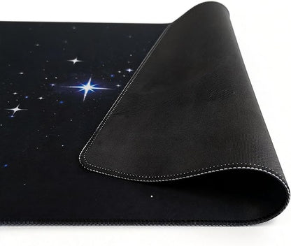 Extended Gaming Mouse Pad, Night Sky with Moon and Stars Design, 31.1x15.7 Inches, 0.12 Inch Thick, Cloth and Rubber Material, Stitched Edges