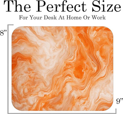 Orange Marble Agate Mouse Pad Mat Mousepad for Desk Computer Laptop PC Gaming Home or Office Gift Marbled Abstract (Orange MP39)