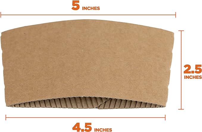 FMP Brands [100 Pack] Kraft Coffee Cup Sleeves Disposable for Hot Drinks, Durable Corrugated Cardboard Cup Sleeves for 12-24 oz Cups, Beverage Insulator and Hand Protection for Hot & Cold Drinks