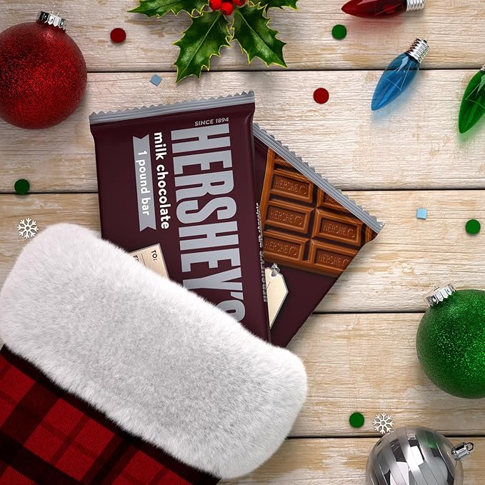 HERSHEY'S Milk Chocolate Candy Gift Bar, 1 lb (Pack of 2)