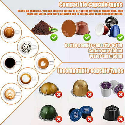 Portable Espresso Machine, 3-in-1 Self-Heating Portable Coffee Maker for Travel with Rechargeable Battery, Cordless Electric Mini Espresso Maker for RV Hiking Camping Office (Silver)