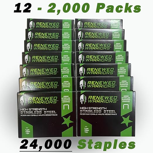 T50 Stainless Steel Staples Marine; T/50 Type (1/4" in Leg; 3/8" Crown) T-50 Staples - (12) 2000 Packs or 24000