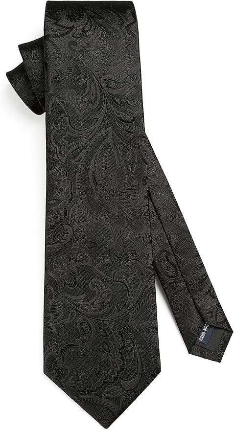 HISDERN Men Floral Ties Woven Classic 3.4" Necktie Set Formal Tie Pocket Square for Wedding with Handkerchief Gift Box