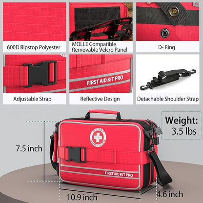 Comprehensive First Aid Kits- Advanced Trauma Kits with Labeled Compartments, Large Emergencies Medical Kits for Car, Home, Camping and Outdoor Emergencies -324Piece Set