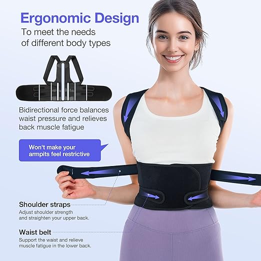 Posture Corrector for Women and Men, Full Back Brace Support, FSA&HSA Eligible, Adjustable Shoulder Straightener for Improving Back Posture, Relief for Upper and Lower Back, Lumbar, Neck Pain