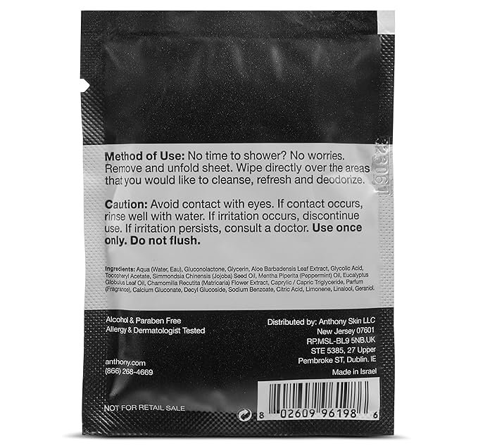 Anthony Body Wipes for Adults Bathing, Post Workout, & A Must Have Camping Personal Care Product – Travel Shower Wipes No Rinse Body Wash – Disposable Wash Cloth Towelettes 48 9”x12.5”