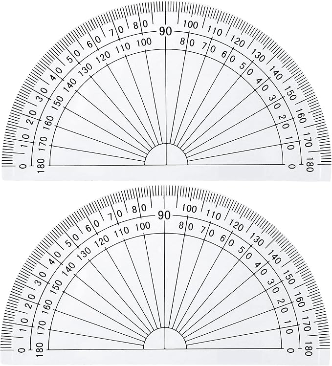 Outus Plastic Protractor for Angle Measurement Student Math 180 Degrees, 4 Inches, Clear, 10 Pack