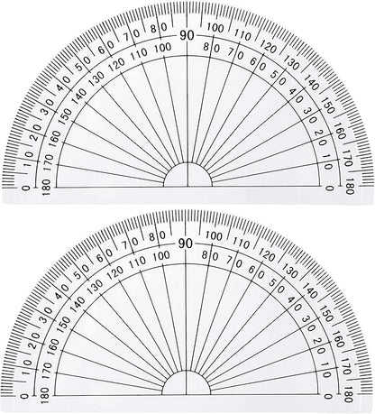 Outus Plastic Protractor for Angle Measurement Student Math 180 Degrees, 4 Inches, Clear, 10 Pack