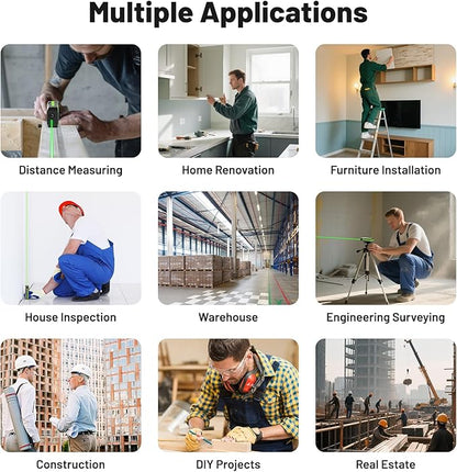 395FT Bluetoothed Green Laser Measuring Tool with Angle Sensor, Huepar 1/16in Accuracy Laser Distance Measurement Tool, Digital Laser Room Measuring Device, Laser Distance Meters