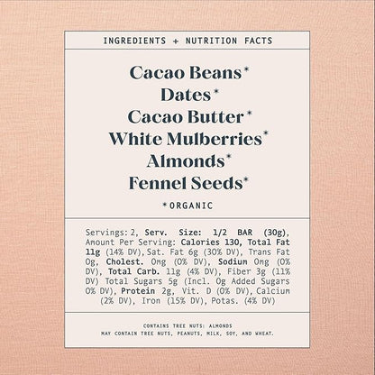 Spring & Mulberry Dark Chocolate Bars – Healthy Chocolate, Date-Sweetened - Mulberry Fennel 12 Pack