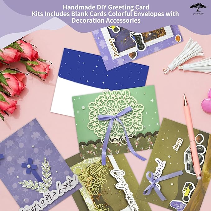 DIY Card Making Kit for Adults Car 9 Sets-Themed Handmade Greeting & Thank You Cards with Envelopes for Birthdays, Weddings, Teachers, Parents, and Gift Giving