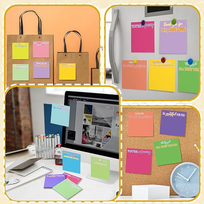 Yinder 12 Pcs Employee Appreciation Sticky Notes Xmas Gift Bulk Motivation Note Pads Mini Inspirational Note Gift for Teacher Nurse Staff Coworker Office Supply 3 x 3'' (Appreciation,Colorful)