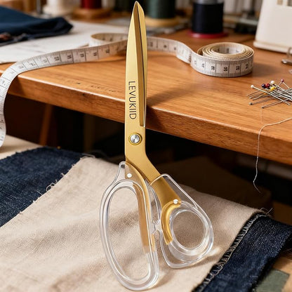 9 Inch All Purpose Scissors for Adults - Ins Style Clear Resin Handle, 2Cr13 Stainless Steel Sharp Blade - Ideal for Fabric Crafts