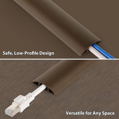 ZhiYo 10ft Cord Covers for Wires on Floor, Cord Hider Floor Hide Extension Cords, Soft PVC Cable Cover Cable Protector, Wire Cavity W0.62in H0.31in, Vintage Coffee