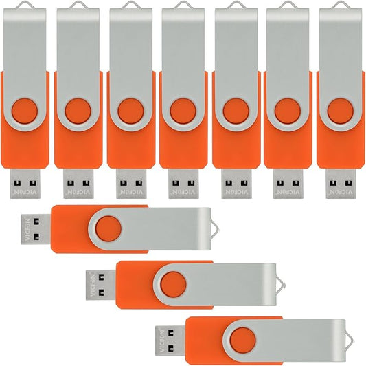 VICFüN 10 Pack USB Flash Drive 8GB Flash Drive Bulk USB 2.0 Thumb Drive Orange