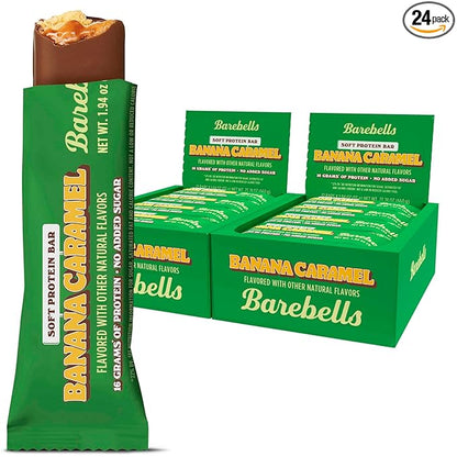 Barebells Soft Protein Bars Banana Caramel - 24 Bars (2 Packs of 12) - Protein Snacks with 16g of High Protein - Fluffy Chocolate Treat with 2g of Total Sugars - Soft Protein Snack & Breakfast Bars