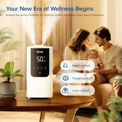 LEVOIT Humidifiers for Bedroom Large Room, Smart Warm & Cool Mist Air Humidifier for Home, Fast Symptom Relief, 26dB Quiet, Easy Top Fill, APP/Alexa, Auto Shut-Off, Essential Oil, OasisMist4.5L, White