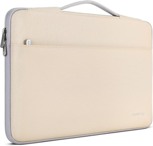 DOMISO 14 inch Laptop Case Sleeve Protective Cover Compatible with 15 inch MacBook Air M4 M3 M2,MacBook Pro,14-15 inch HP Dell ASUS Lenovo Chromebook,Waterproof Computer Cases Bag with Handle,Beige