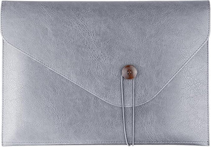 Men File Folder Organizer for Students, Mens Leather Padfolio for Office, Office A4 File Organizer Holder, Waterproof Portfolio Envelope Folder Case with Pen Holder, Mens Work Gift Colleagues - Grey