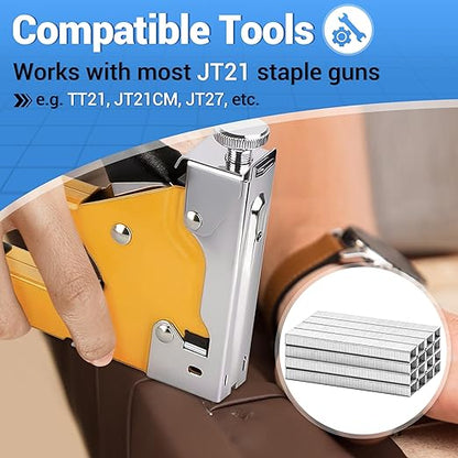 meite JT21 Staples, 5/16 Inch Galvanized Fine Wire Staples for Staple Gun - 7/16" Crown JT21 Staple Refill, Ideal for Upholstery, Crafts, Furniture (5 Packs)