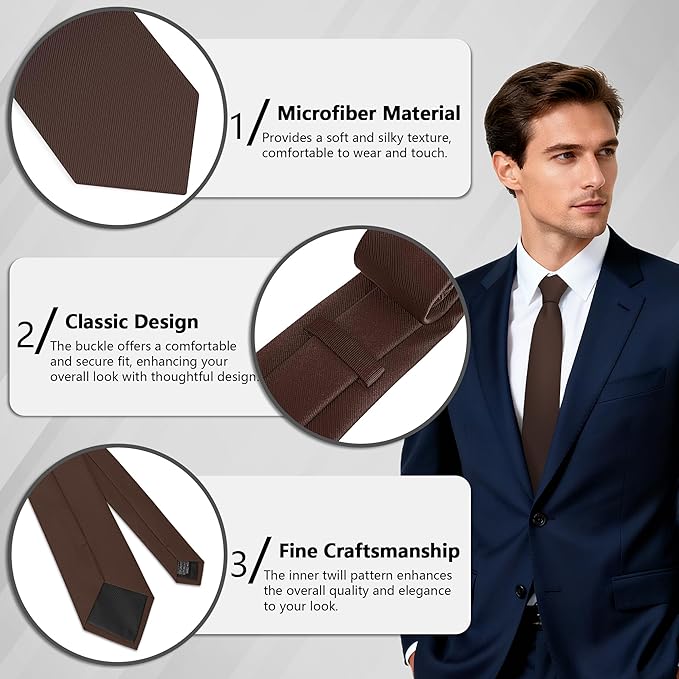 Fineknot Black Ties for Men, Formal Neckties for Men, Solid Color Mens Ties for Business, Wedding, Party, Mens Neck Tie