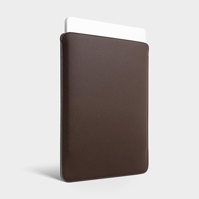 Comfyable Laptop Sleeve 14 Inch Precisely Compatible with MacBook Pro M4 M3 M2 M1 Pro/Max 2024, Faux Leather Cover Case 14 in, Coffee