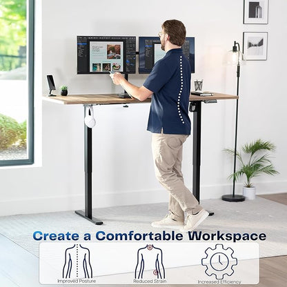 VIVO Electric 71 x 30 in Standing Desk, Memory Height Adjustment, 1B Series, Reclaimed Wood Top Black Frame, DESK-KIT-1B7P
