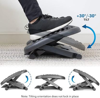Mount-It! Ergonomic Under Desk Footrest | Massaging Foot Support for Foot Comfort | Office Tilting Footrest with 3-Level Height Adjustment Against Swelling