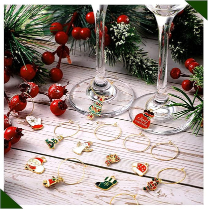 Junkin 24 Pcs Wine Glass Charms Markers Tags for Stem Glasses Drink Markers Wine Charm Ring Identifier for Wedding Bachelorette Tasting Holiday Party Favor Decoration (Vivid Style)