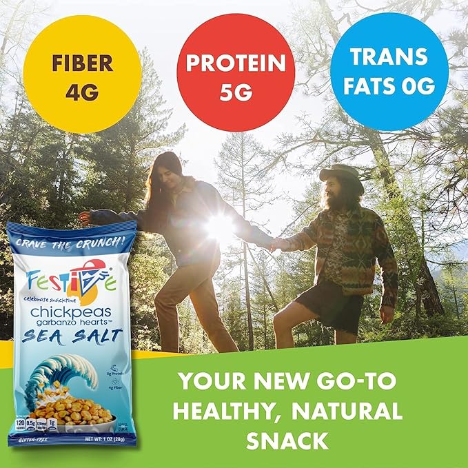 Snack Festive Sea Salt & Honey BBQ Pack Roasted Chickpea Snacks, 8 Bags 1 oz Crunchy Protein Garbanzo Beans, Healthy Nut Free Vegan Non-GMO Soy-Free Balanced Macro