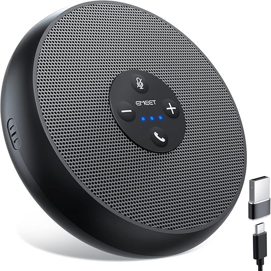 EMEET USB Speakerphone, M1A Zoom Certified AI Mics 360°Voice Pickup USB Type C-A Plug&Play Computer Speakers with Microphone, Fast Mute Noise Reduction Echo Cancellation for 5-8 People for Zoom Teams
