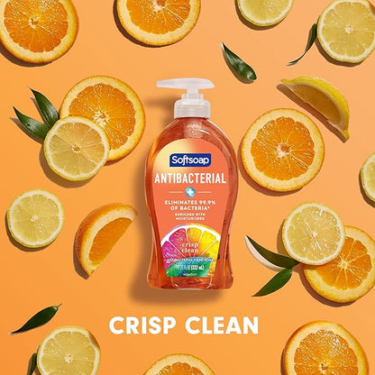 Softsoap 44571 Antibacterial Hand Soap, Crisp Clean, 11 1/4 oz Pump Bottle, 6/Carton