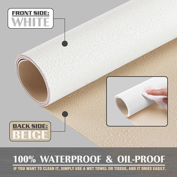 K KNODEL Large Office Leather Desk Mat, Mouse and Keyboard Pad, Computer and Laptop Mat, Desktop Protector and Cover, Writing Pad and Blotter (47.2"x17", White)