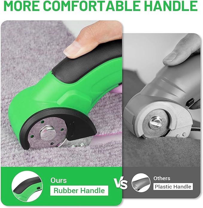 PHALANX Cordless Electric Scissors, 4V Electric Mini Box Cutter, Carpet & Cardboard Cutter Tool with 2 Replacement Blade&Charger, Rotary Cutter for Cardboard Packages Leather Plastic