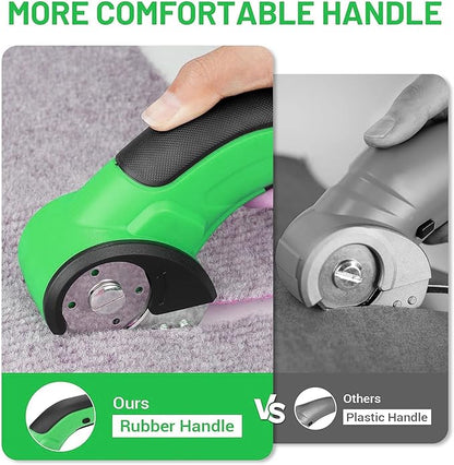 PHALANX Cordless Electric Scissors, 4V Electric Mini Box Cutter, Carpet & Cardboard Cutter Tool with 2 Replacement Blade&Charger, Rotary Cutter for Cardboard Packages Leather Plastic