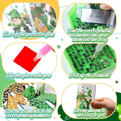 Saillong 12 Pack Valentine's Day Diamond Painting Greeting Card Kit Holiday Diamond Art Cards with Envelopes Season 5D Rhinestones Painting Making Kits for Adult DIY Craft Family Friend Holiday Gift