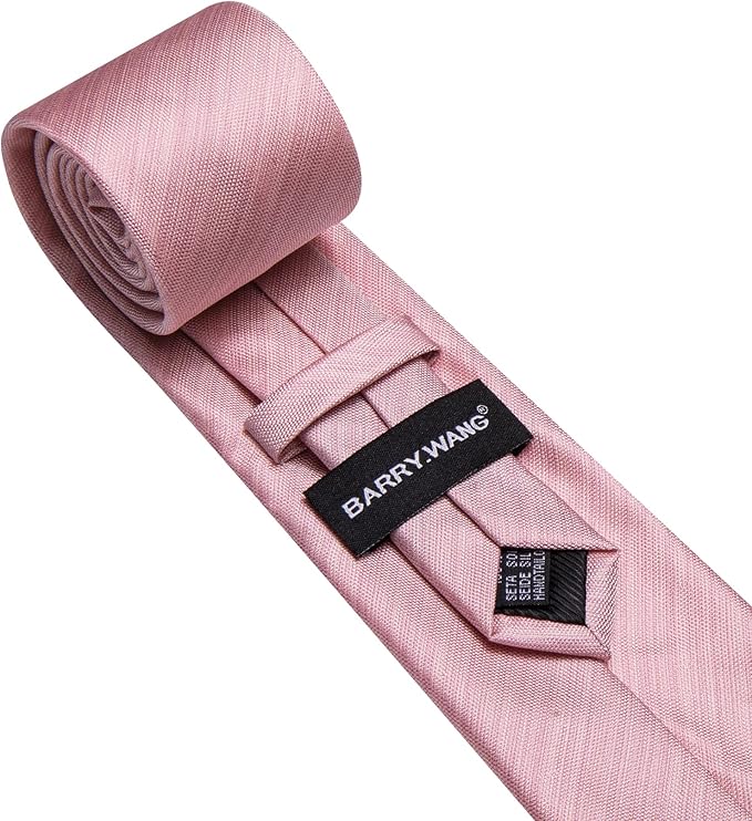 Barry.Wang Tie Sets for Men Silk Solid Necktie Stain Ties Handkerchief Pocket Square Cufflinks Wedding Business Dyed