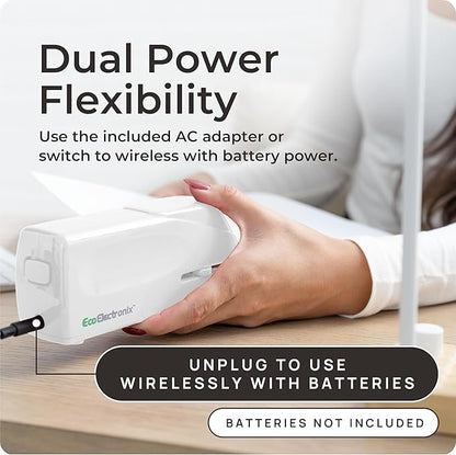 Portable Automatic Electric Stapler Pro - 30 Sheet Capacity, Quiet Operation, Jam-Free and Easy Reload - AC Adapter/Battery Powered, (White)