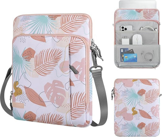 MoKo Laptop Sleeve Bag for 13.3-14 Inch, Notebook Carrying Case with Pocket Fits New MacBook Pro M3/M2 14" /13" M2/M1 Pro/M1 Max 14.2 2023-2021/Air 13.6" M2 2022, Surface Pro 9/8 13", Tropical Leaf