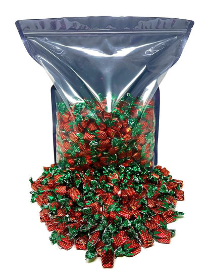 Holiday Strawberry Hard Candy Filled With Real Fruit Pulp - 10 lbs - Strawberry-Flavored Bon Bons Filled with Real Pulp - Bulk American Vintage Candy Assortment - Individually Wrapped, 160 oz.