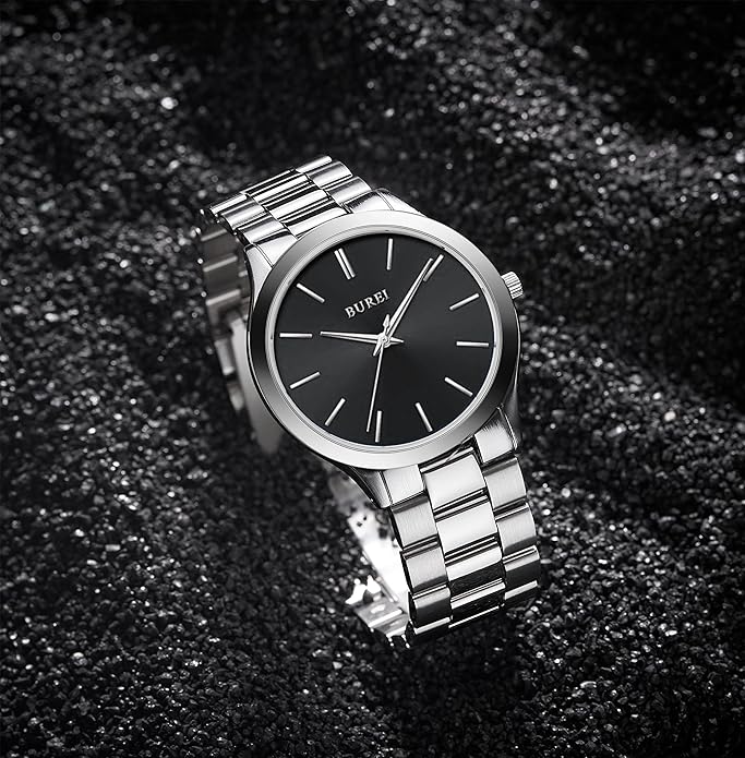 BUREI Men Watches Fashion Analog Stainless Steel Quartz Waterproof Watches,Gift for Men.