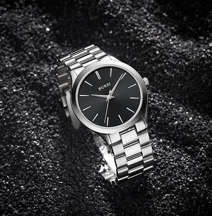 BUREI Men Watches Fashion Analog Stainless Steel Quartz Waterproof Watches,Gift for Men.